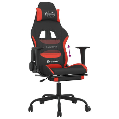Gaming Chair with Footrest Black and Red Fabric