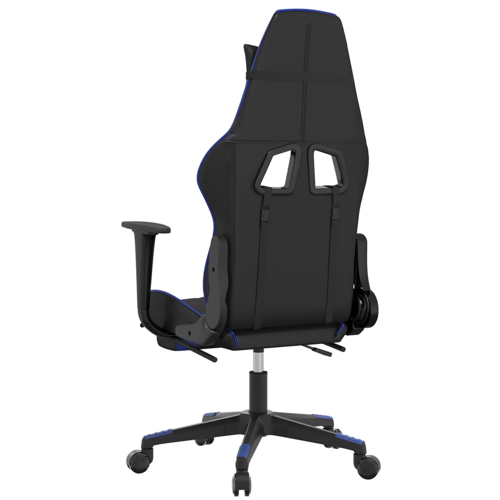 Gaming Chair with Footrest Black and Blue Faux Leather