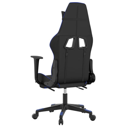 Gaming Chair with Footrest Black and Blue Faux Leather