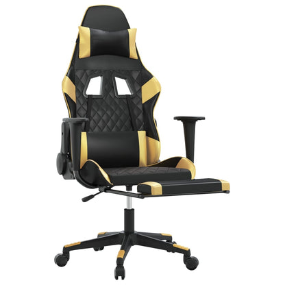 Gaming Chair with Footrest Black and Gold Faux Leather