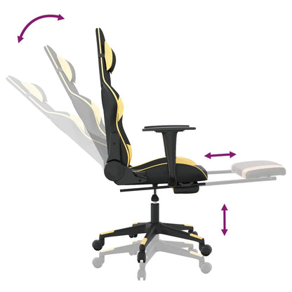 Gaming Chair with Footrest Black and Gold Faux Leather