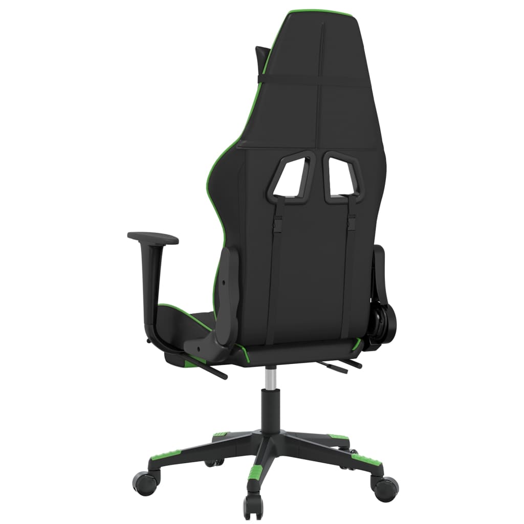 Gaming Chair with Footrest Black and Green Faux Leather