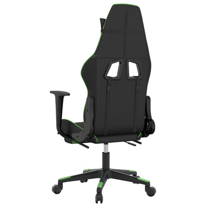 Gaming Chair with Footrest Black and Green Faux Leather