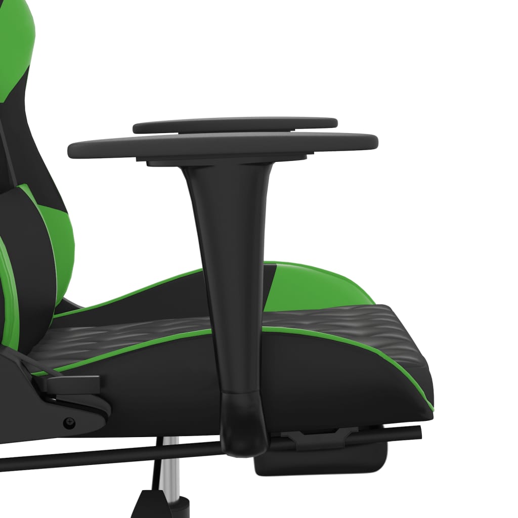 Gaming Chair with Footrest Black and Green Faux Leather