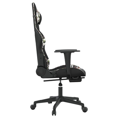 Gaming Chair Black and Camouflage Faux Leather, Metal, Plywood, Foam