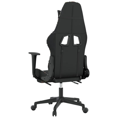 Gaming Chair Black and Camouflage Faux Leather, Metal, Plywood, Foam