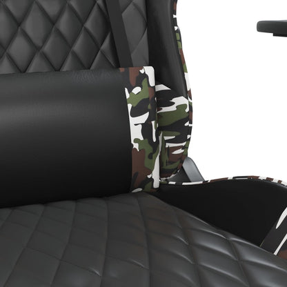 Gaming Chair Black and Camouflage Faux Leather, Metal, Plywood, Foam