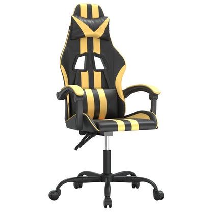 Gaming Chair Black and Gold Faux leather, Metal, Plywood