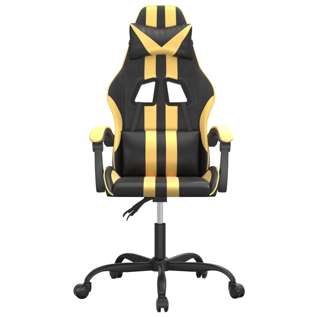 Gaming Chair Black and Gold Faux leather, Metal, Plywood