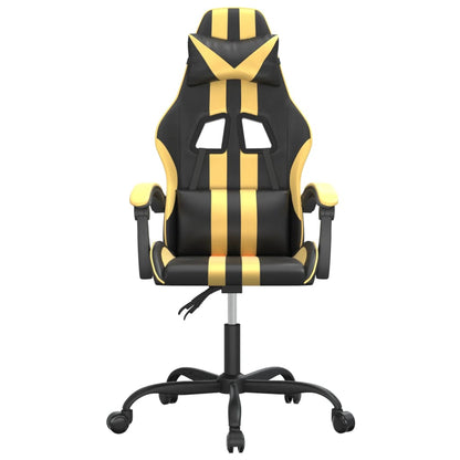 Gaming Chair Black and Gold Faux leather, Metal, Plywood