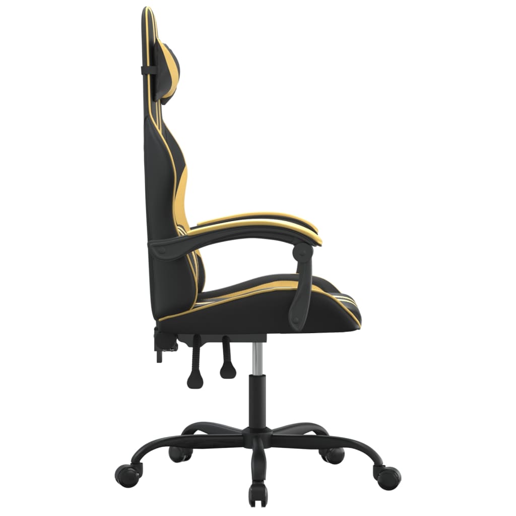 Gaming Chair Black and Gold Faux leather, Metal, Plywood