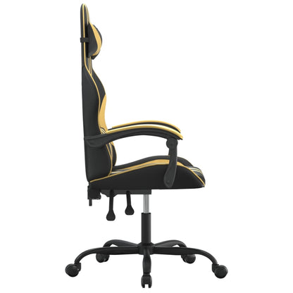Gaming Chair Black and Gold Faux leather, Metal, Plywood