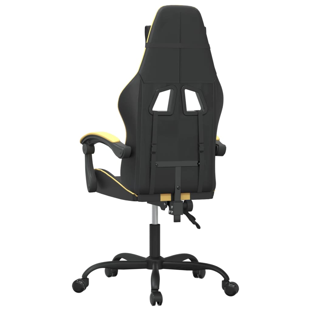 Gaming Chair Black and Gold Faux leather, Metal, Plywood