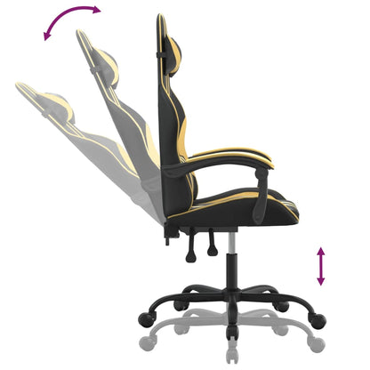 Gaming Chair Black and Gold Faux leather, Metal, Plywood