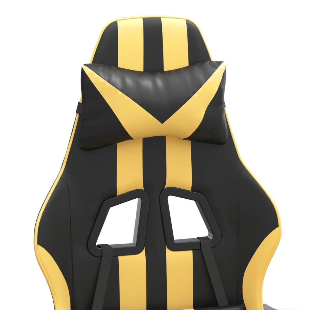 Gaming Chair Black and Gold Faux leather, Metal, Plywood