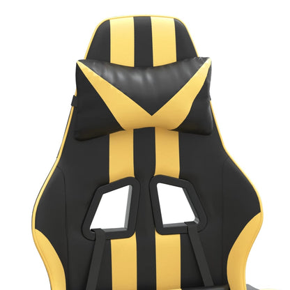 Gaming Chair Black and Gold Faux leather, Metal, Plywood