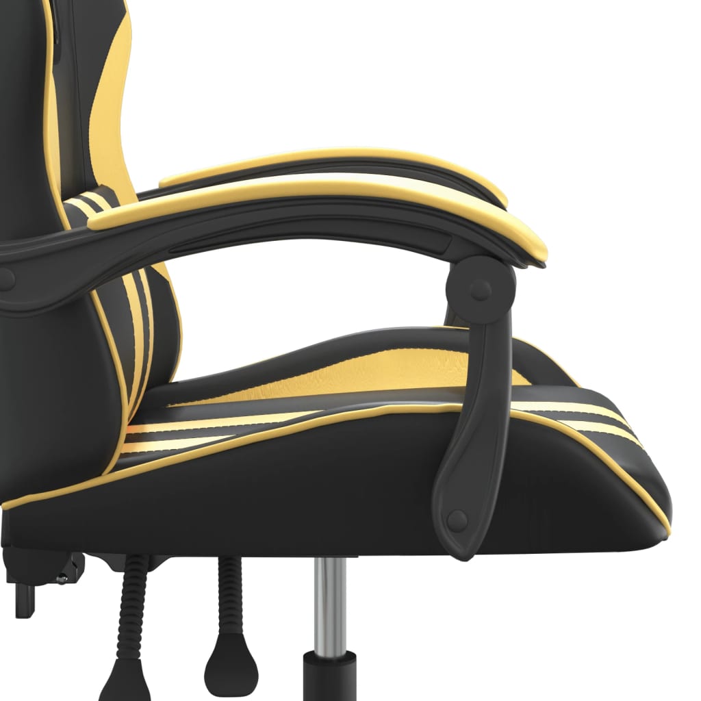 Gaming Chair Black and Gold Faux leather, Metal, Plywood