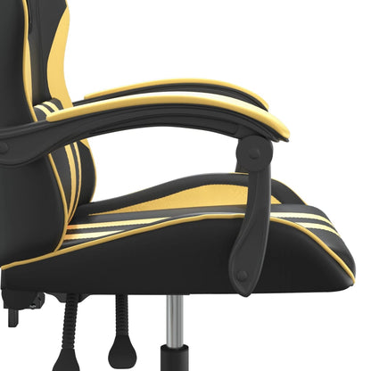 Gaming Chair Black and Gold Faux leather, Metal, Plywood
