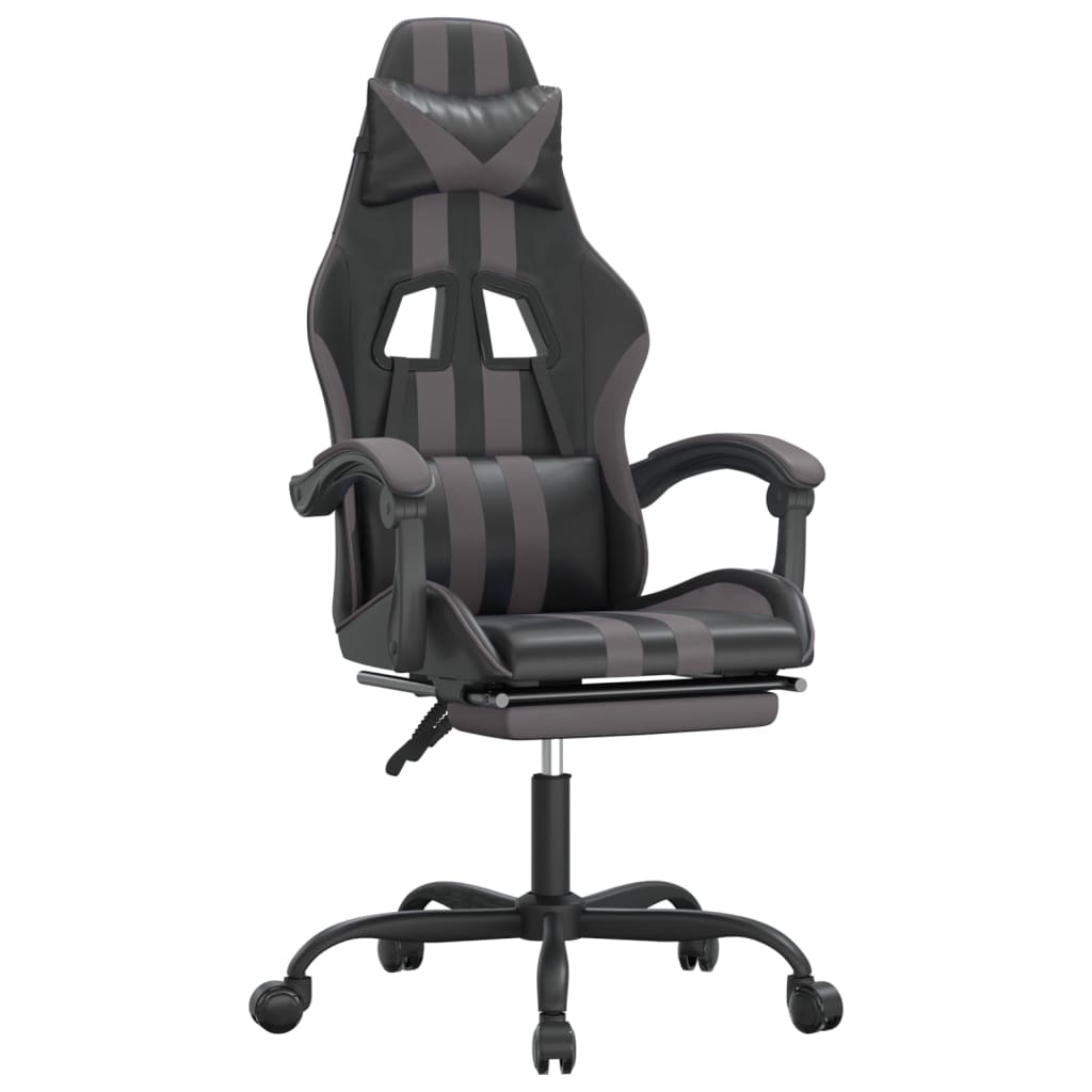 Gaming Chair Black and Grey Faux leather, metal, plywood, foam