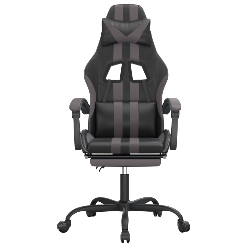 Gaming Chair Black and Grey Faux leather, metal, plywood, foam