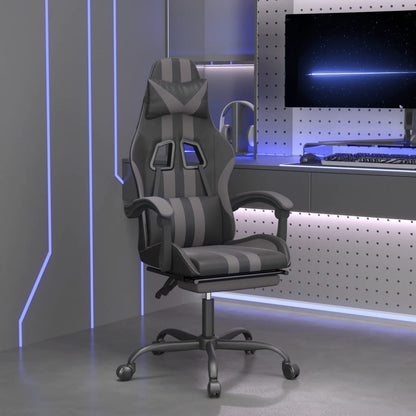Gaming Chair Black and Grey Faux leather, metal, plywood, foam