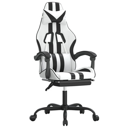 Gaming Chair White and Black Faux leather, Metal, Plywood
