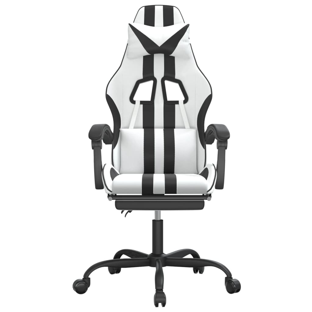 Gaming Chair White and Black Faux leather, Metal, Plywood