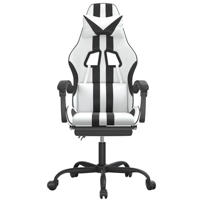 Gaming Chair White and Black Faux leather, Metal, Plywood