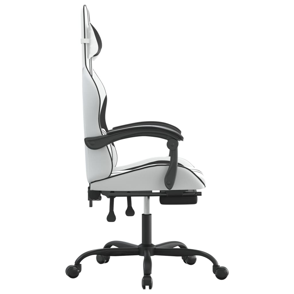 Gaming Chair White and Black Faux leather, Metal, Plywood