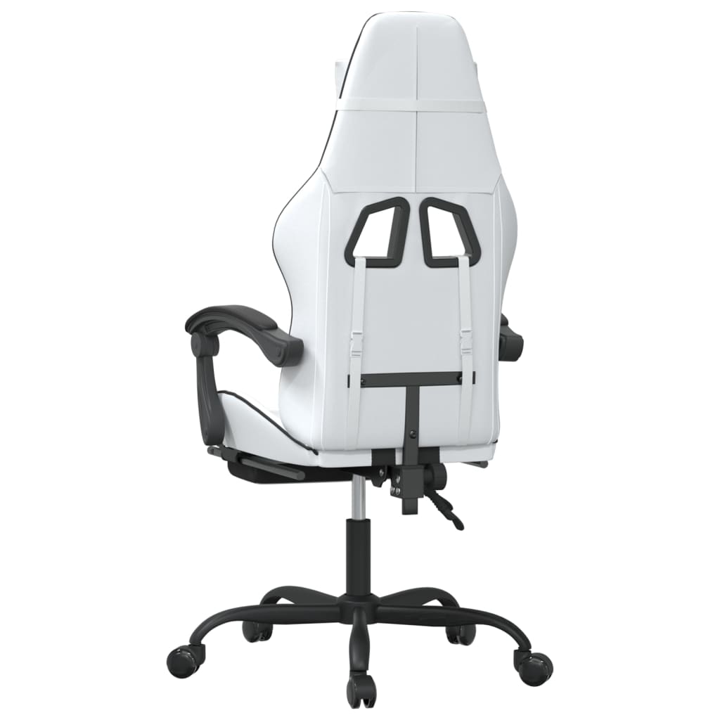 Gaming Chair White and Black Faux leather, Metal, Plywood