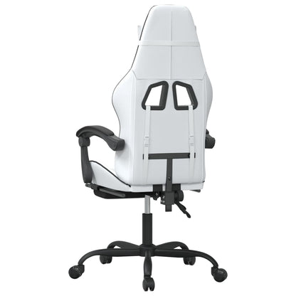 Gaming Chair White and Black Faux leather, Metal, Plywood