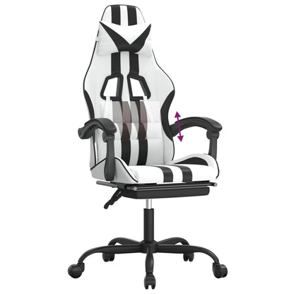 Gaming Chair White and Black Faux leather, Metal, Plywood