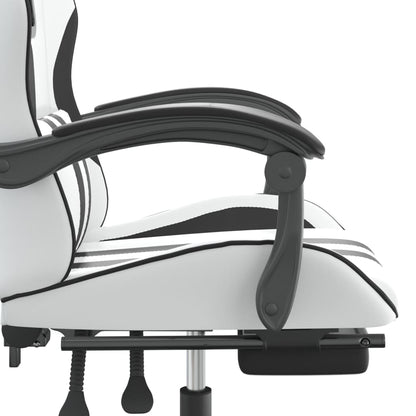 Gaming Chair White and Black Faux leather, Metal, Plywood
