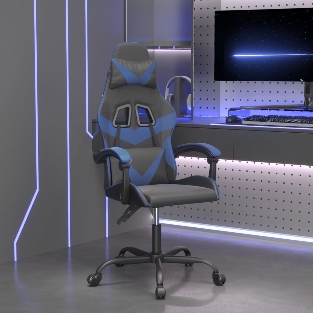Gaming Chair Black and Blue Faux Leather