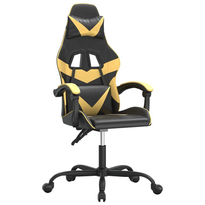 Gaming Chair Black and Gold Faux leather, Metal, Plywood Adjustable