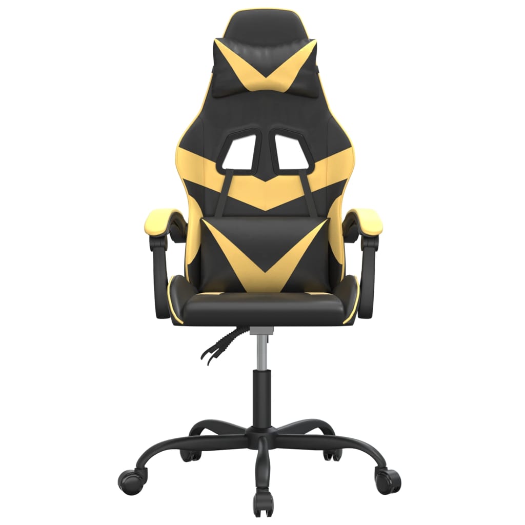 Gaming Chair Black and Gold Faux leather, Metal, Plywood Adjustable