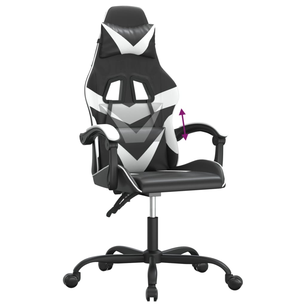 Gaming Chair Black and White Faux leather, metal, plywood Medium