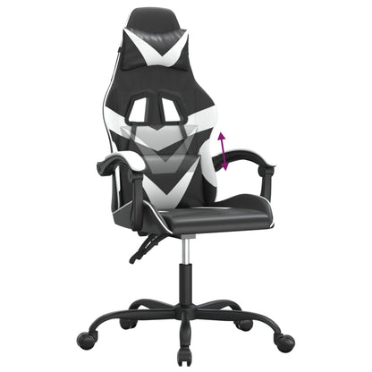 Gaming Chair Black and White Faux leather, metal, plywood Medium