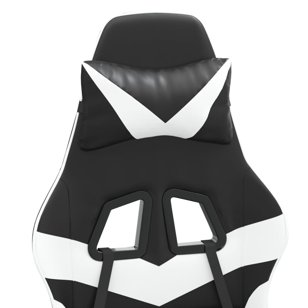 Gaming Chair Black and White Faux leather, metal, plywood Medium