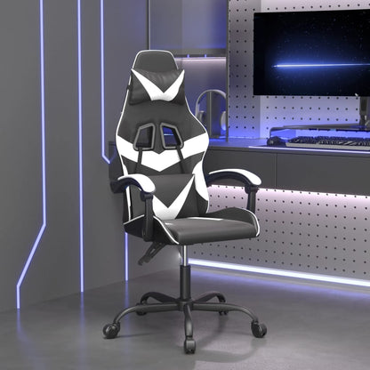 Gaming Chair Black and White Faux leather, metal, plywood Medium