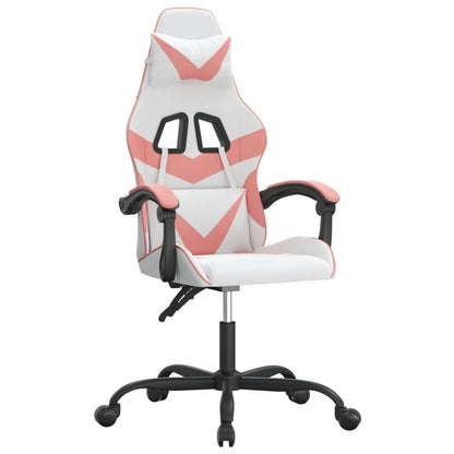 Gaming Chair White and Pink Faux leather, Metal, Plywood Swivel