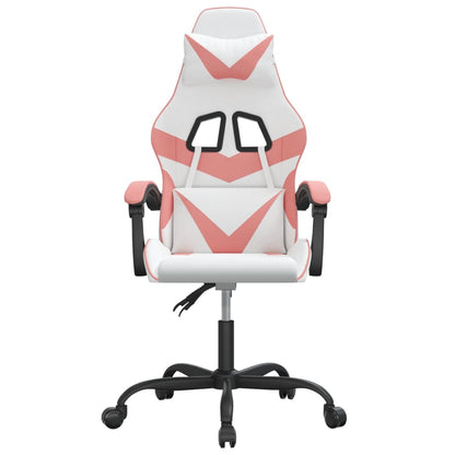 Gaming Chair White and Pink Faux leather, Metal, Plywood Swivel