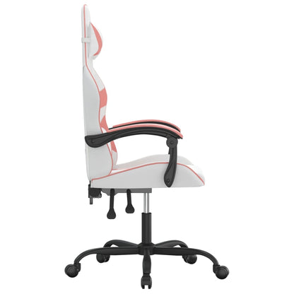 Gaming Chair White and Pink Faux leather, Metal, Plywood Swivel