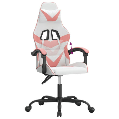 Gaming Chair White and Pink Faux leather, Metal, Plywood Swivel
