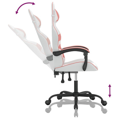 Gaming Chair White and Pink Faux leather, Metal, Plywood Swivel