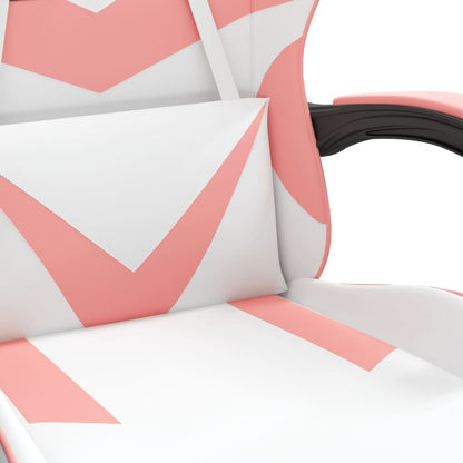 Gaming Chair White and Pink Faux leather, Metal, Plywood Swivel
