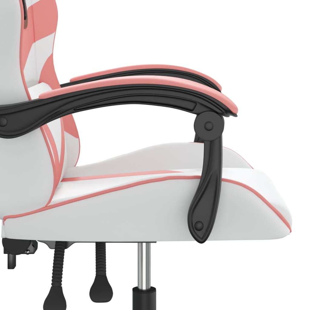 Gaming Chair White and Pink Faux leather, Metal, Plywood Swivel