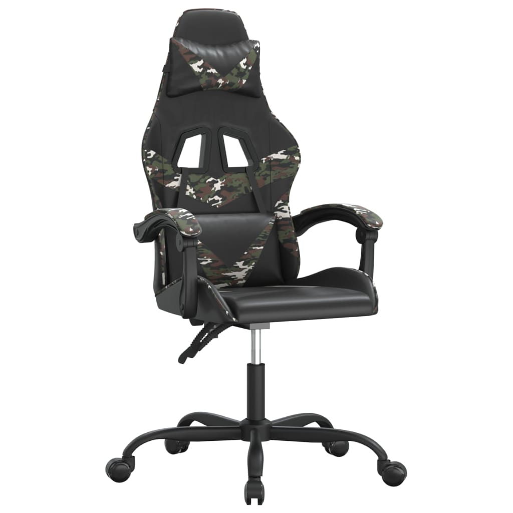 Gaming Chair Black and Camouflage Faux leather, metal, plywood, foam