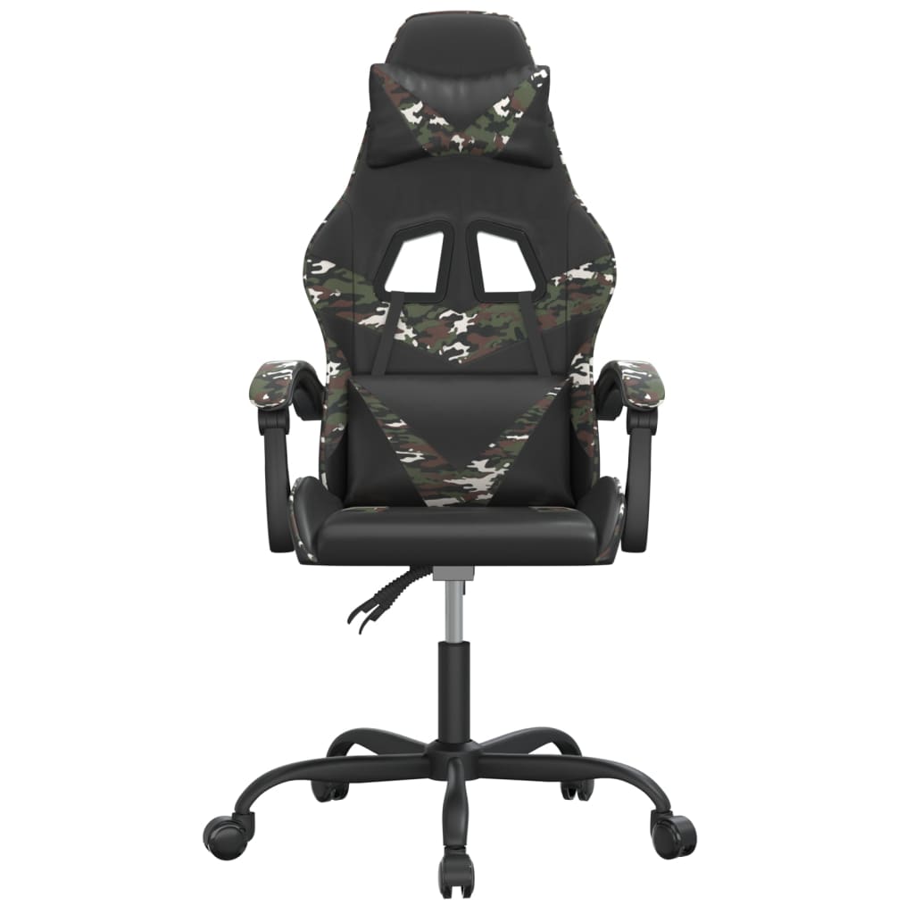 Gaming Chair Black and Camouflage Faux leather, metal, plywood, foam