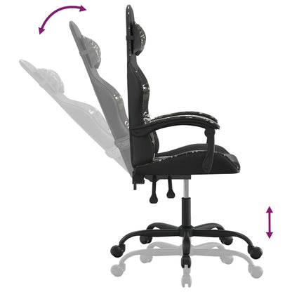 Gaming Chair Black and Camouflage Faux leather, metal, plywood, foam